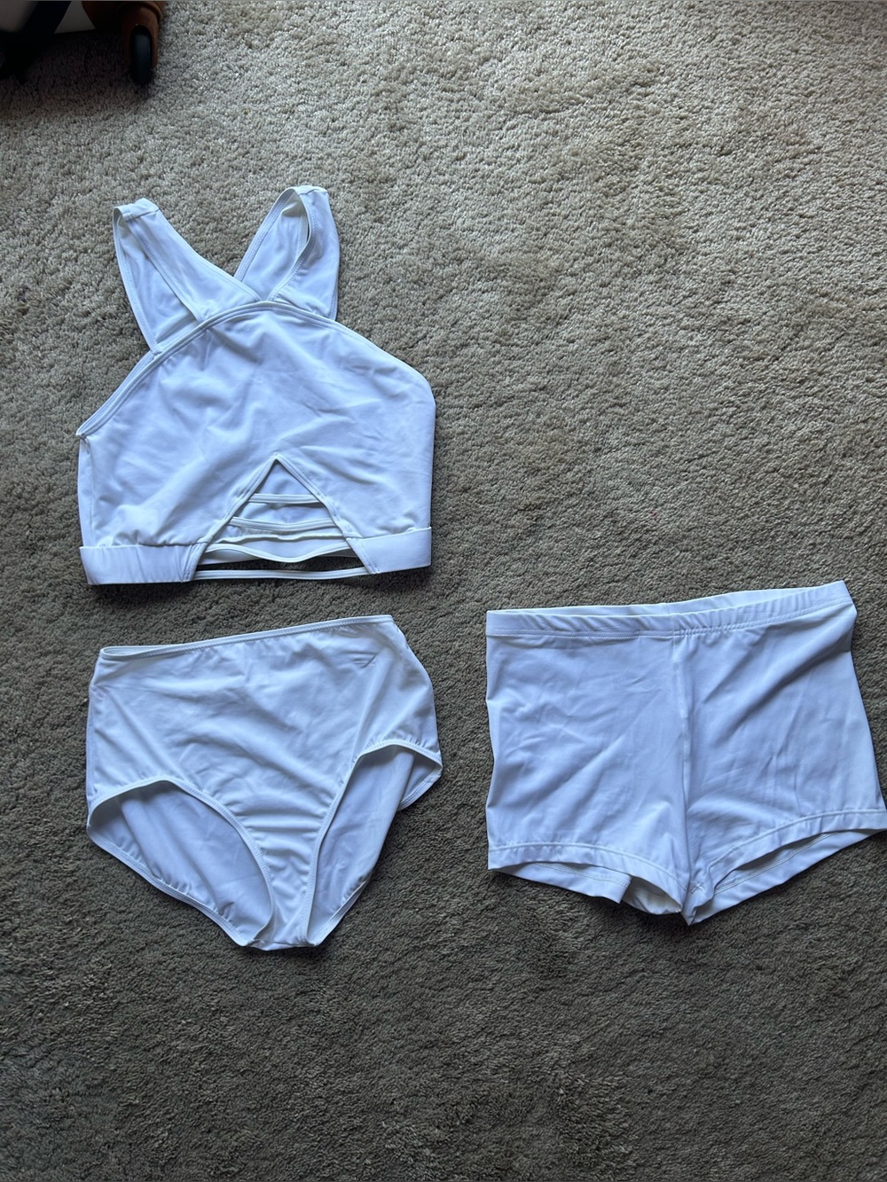 balera White Nylon-Spandex Dance Top and Shorts